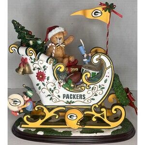 y2k 2001 Danbury Mint Green Bay Packers Sleigh Figurines